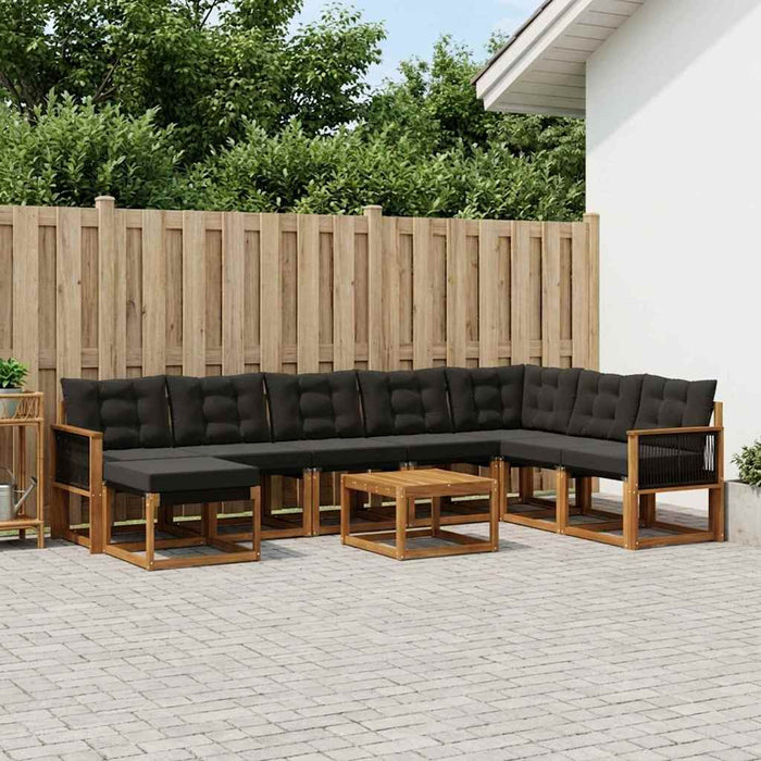 Set de canapele de exterior cu pernă 9 pcs Natural și Negru WALTI
