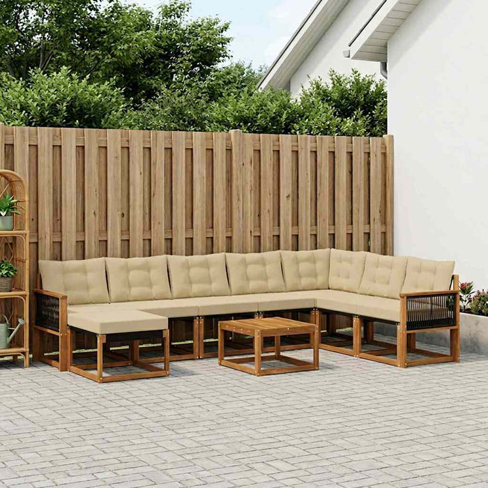 Set de canapele de exterior cu pernă 9 pcs Natural și Bej WALTI