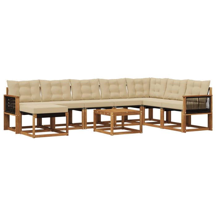 Set de canapele de exterior cu pernă 9 pcs Natural și Bej WALTI