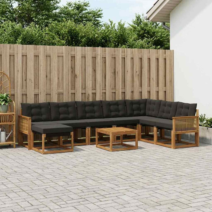 Set de canapele de exterior 9 pcs Natural și Negru WALTI