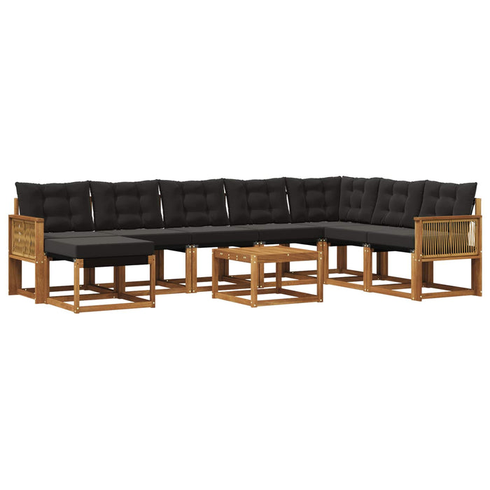 Set de canapele de exterior 9 pcs Natural și Negru WALTI