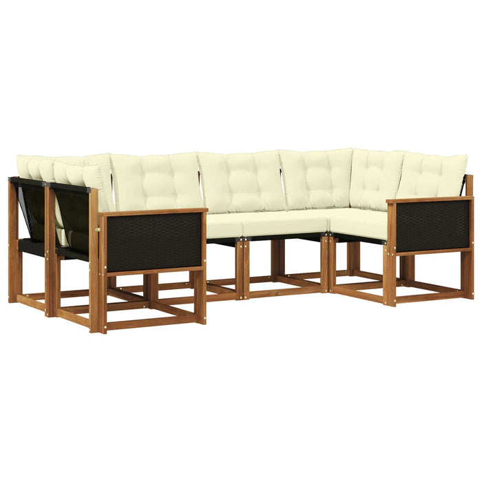Set de canapele de exterior cu pernă 6 pcs Natural și Crem WALTI