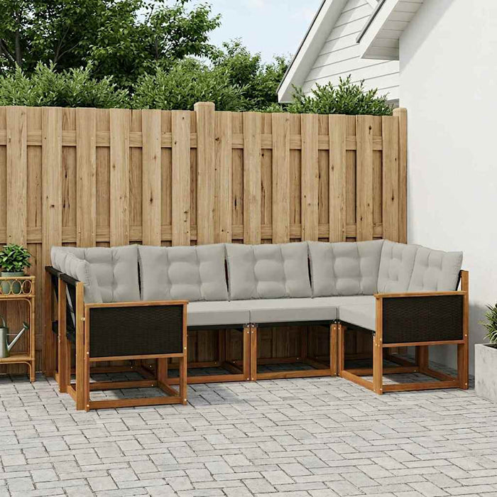 Set de canapele de exterior 6 pcs Natural și Gri deschis WALTI