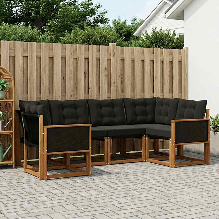 Set de canapele de exterior cu pernă 6 pcs Natural și Negru WALTI