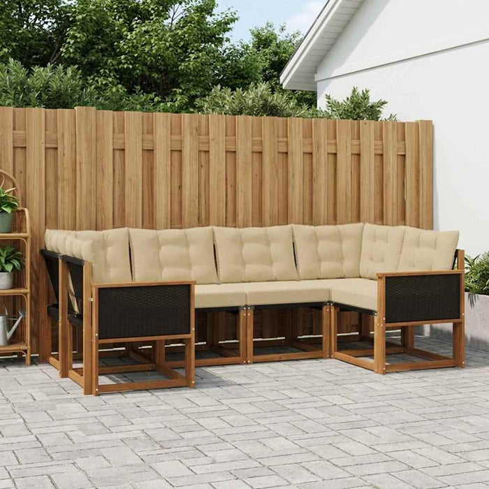 Set de canapele de exterior cu pernă 6 pcs Natural și Bej WALTI