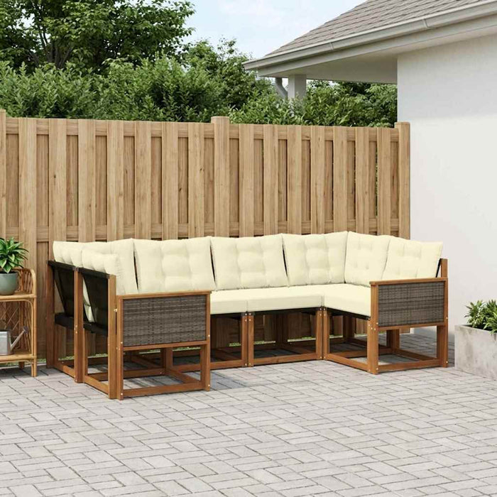 Set de canapele de exterior cu pernă 6 pcs Natural și Crem WALTI