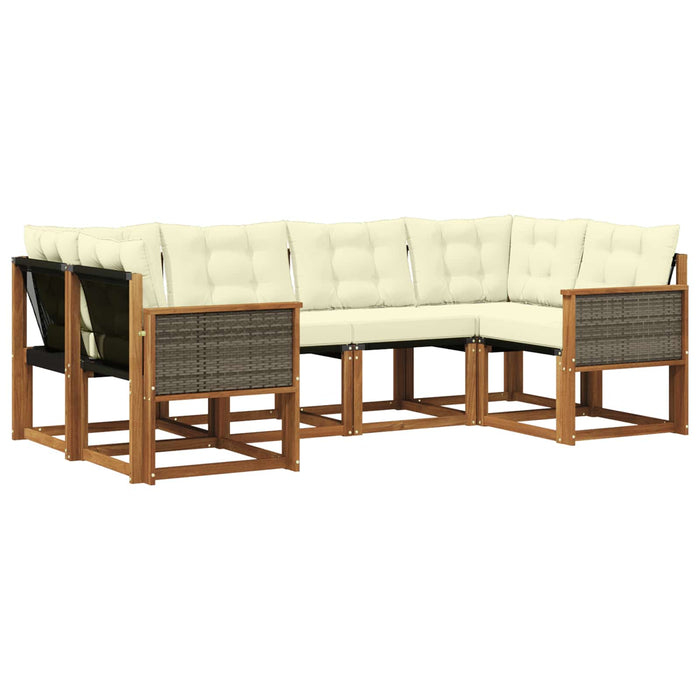 Set de canapele de exterior cu pernă 6 pcs Natural și Crem WALTI