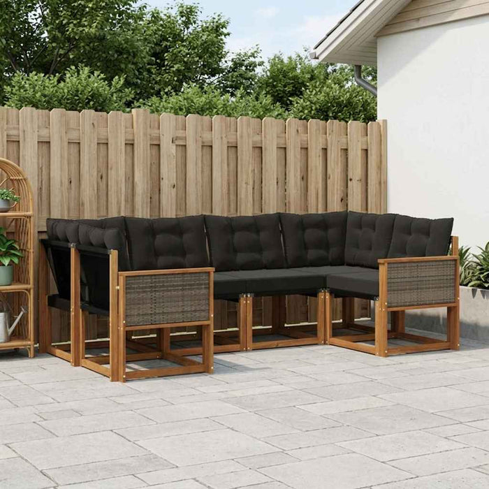 Set de canapele de exterior cu pernă 6 pcs Natural și Negru WALTI
