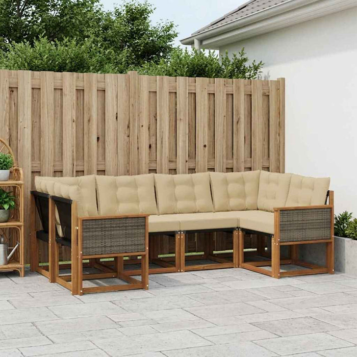 Set de canapele de exterior cu pernă 6 pcs Natural și Bej WALTI