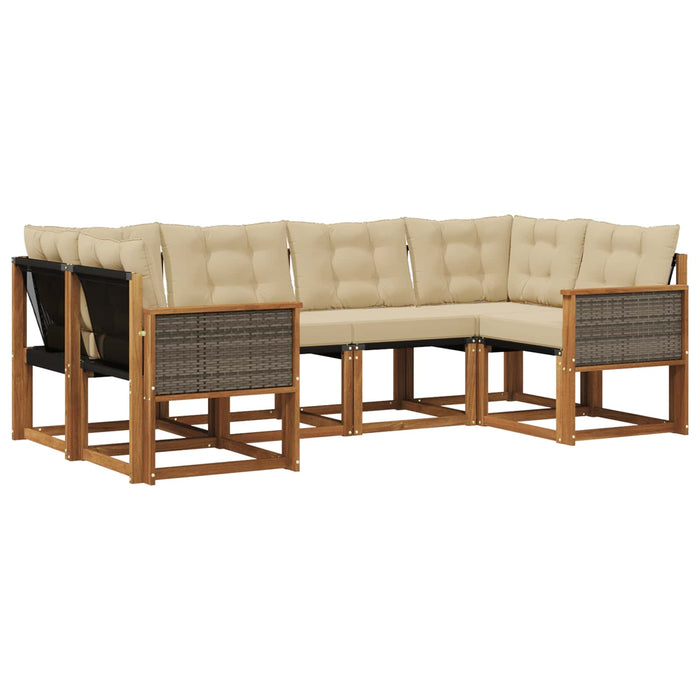 Set de canapele de exterior cu pernă 6 pcs Natural și Bej WALTI