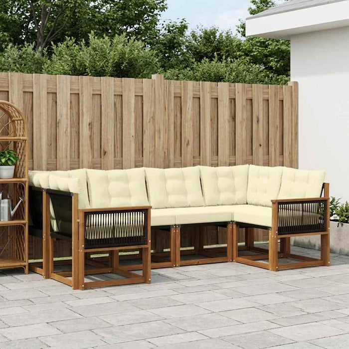 Set de canapele de exterior cu pernă 6 pcs Natural și Crem WALTI