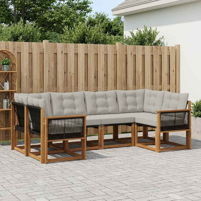 Set de canapele de exterior 6 pcs Natural și Gri deschis WALTI