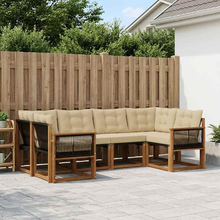 Set de canapele de exterior cu pernă 6 pcs Natural și Bej WALTI