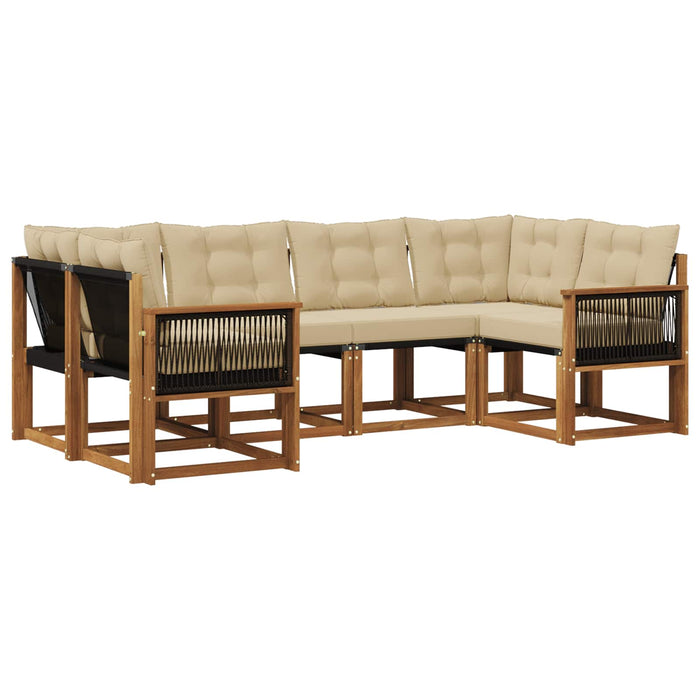 Set de canapele de exterior cu pernă 6 pcs Natural și Bej WALTI