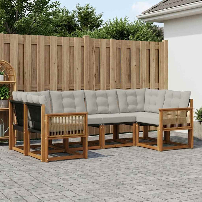 Set de canapele de exterior 6 pcs Natural și gri deschis WALTI