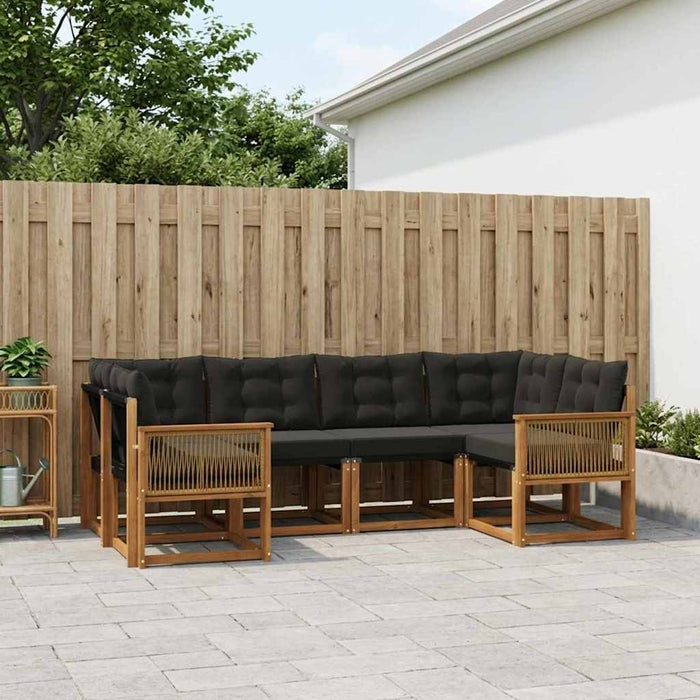 Set de canapele de exterior 6 pcs Natural și Negru WALTI