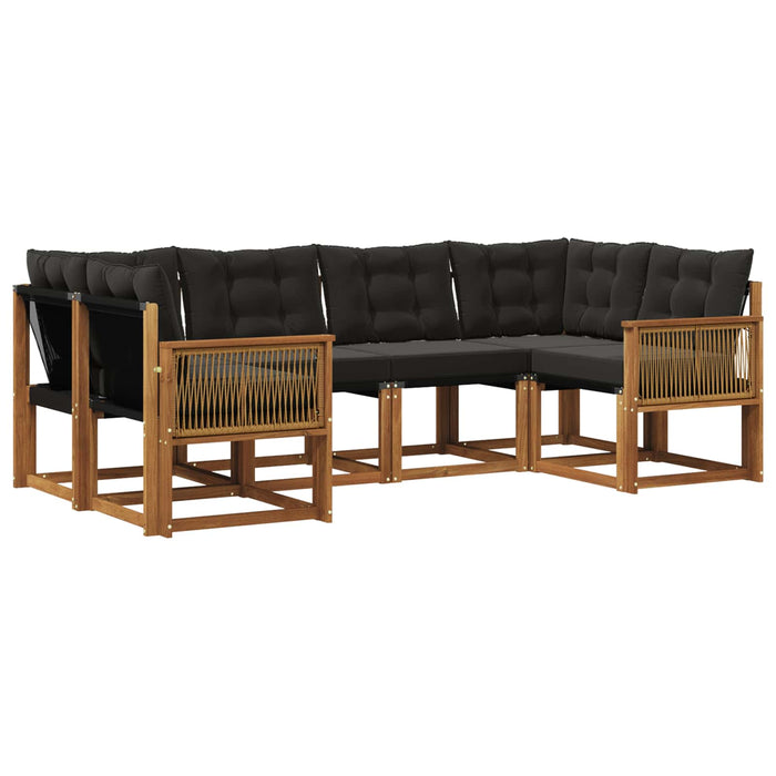 Set de canapele de exterior 6 pcs Natural și Negru WALTI