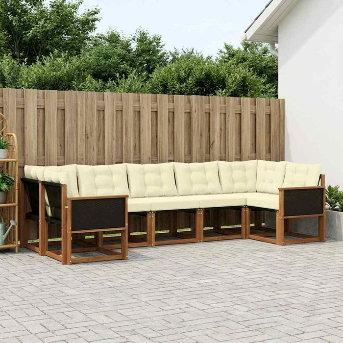 Set de canapele de exterior cu pernă 7 pcs Natural și Crem WALTI