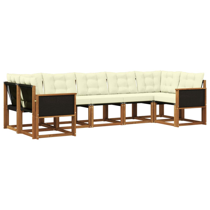 Set de canapele de exterior cu pernă 7 pcs Natural și Crem WALTI
