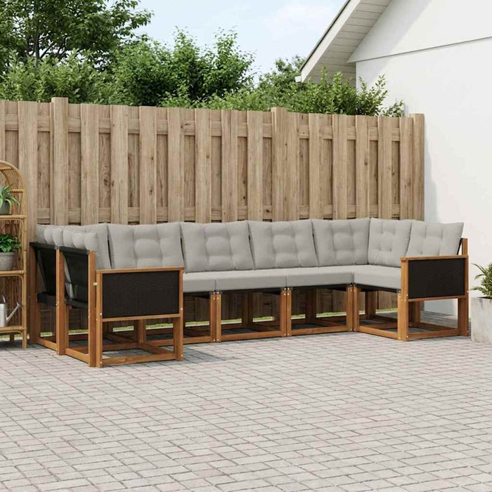 Set de canapele de exterior 7 pcs Natural și Gri deschis WALTI