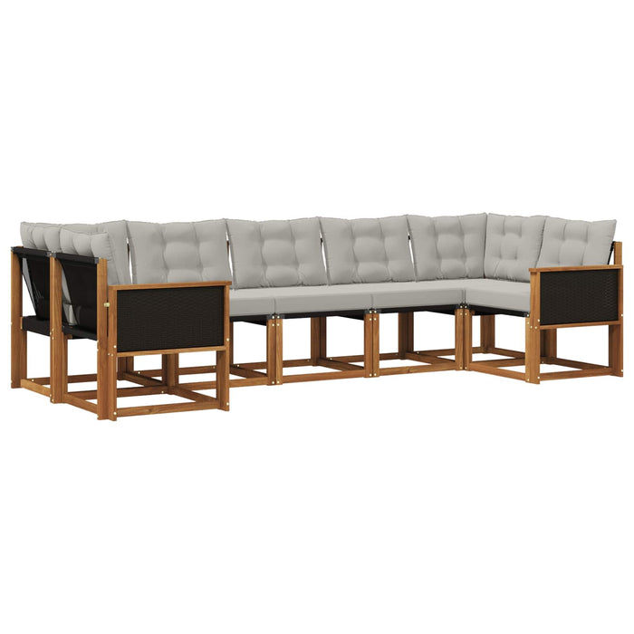 Set de canapele de exterior 7 pcs Natural și Gri deschis WALTI