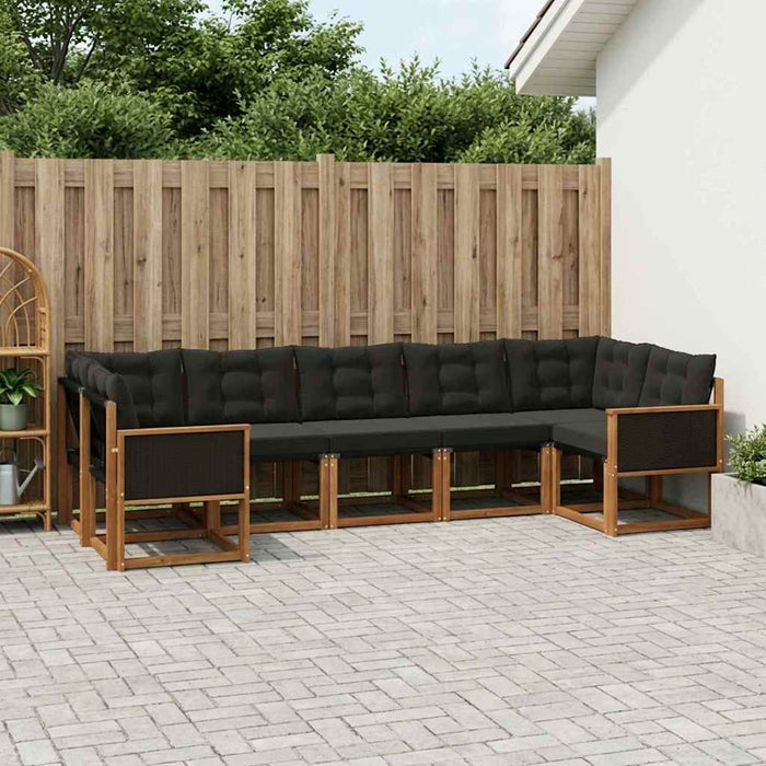 Set de canapele de exterior cu pernă 7 pcs Natural și Negru WALTI