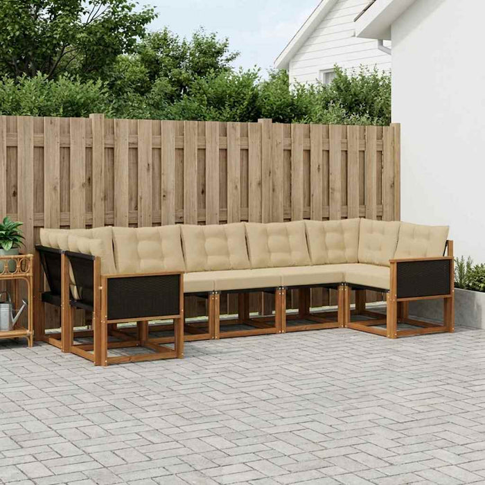 Set de canapele de exterior cu pernă 7 pcs Natural și Bej WALTI