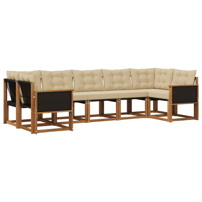 Set de canapele de exterior cu pernă 7 pcs Natural și Bej WALTI