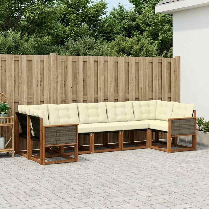 Set de canapele de exterior cu pernă 7 pcs Natural și Crem WALTI