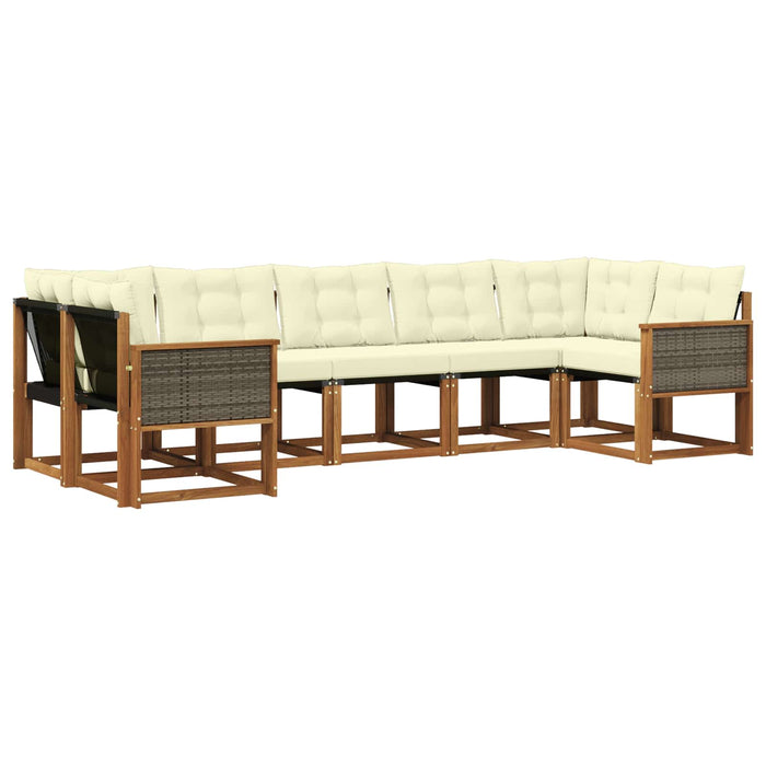 Set de canapele de exterior cu pernă 7 pcs Natural și Crem WALTI