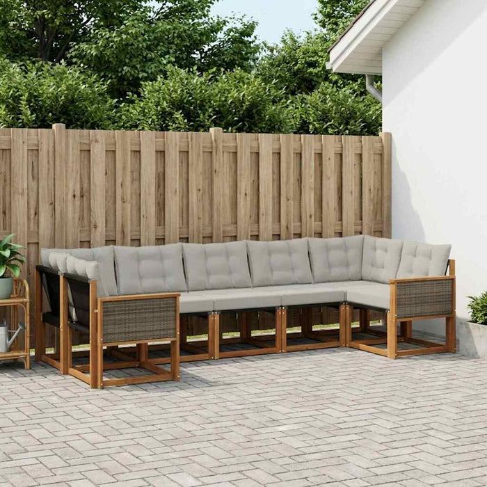 Set de canapele de exterior 7 pcs Natural și Gri deschis WALTI