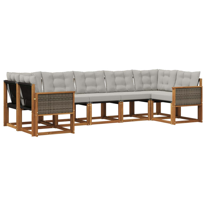 Set de canapele de exterior 7 pcs Natural și Gri deschis WALTI