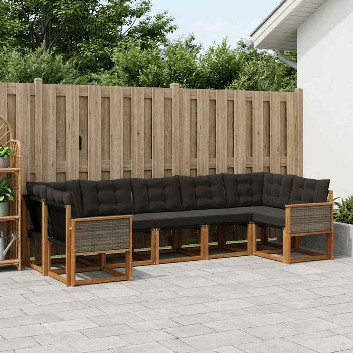 Set de canapele de exterior cu pernă 7 pcs Natural și Negru WALTI