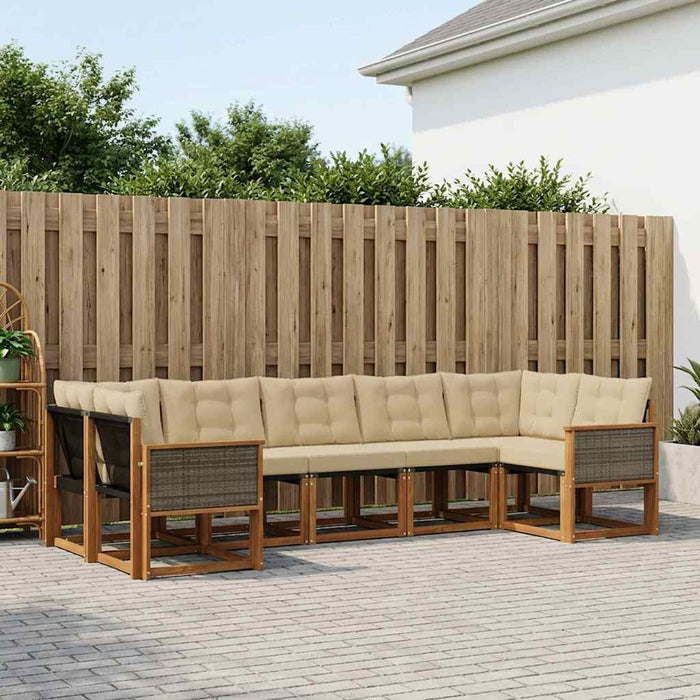 Set de canapele de exterior cu pernă 7 pcs Natural și Bej WALTI