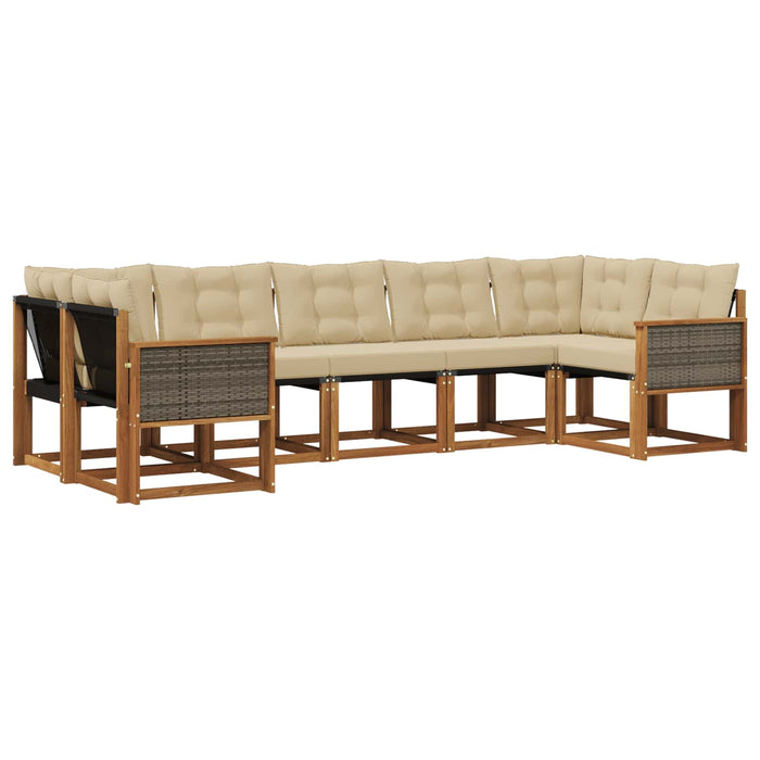 Set de canapele de exterior cu pernă 7 pcs Natural și Bej WALTI