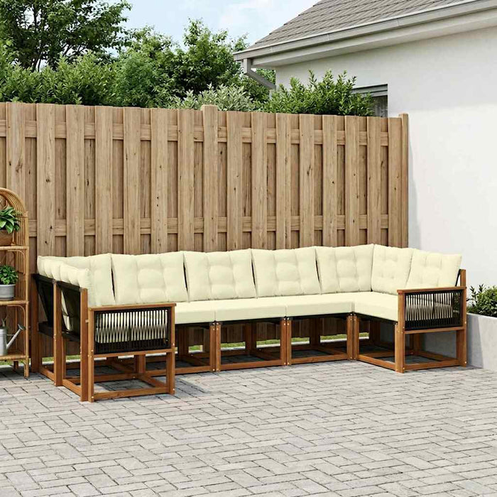 Set de canapele de exterior cu pernă 7 pcs Natural și Crem WALTI