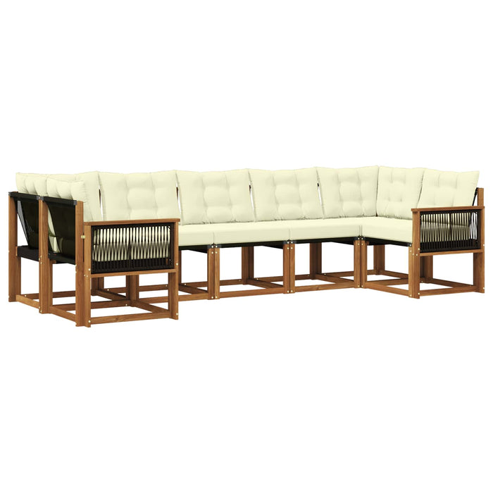 Set de canapele de exterior cu pernă 7 pcs Natural și Crem WALTI