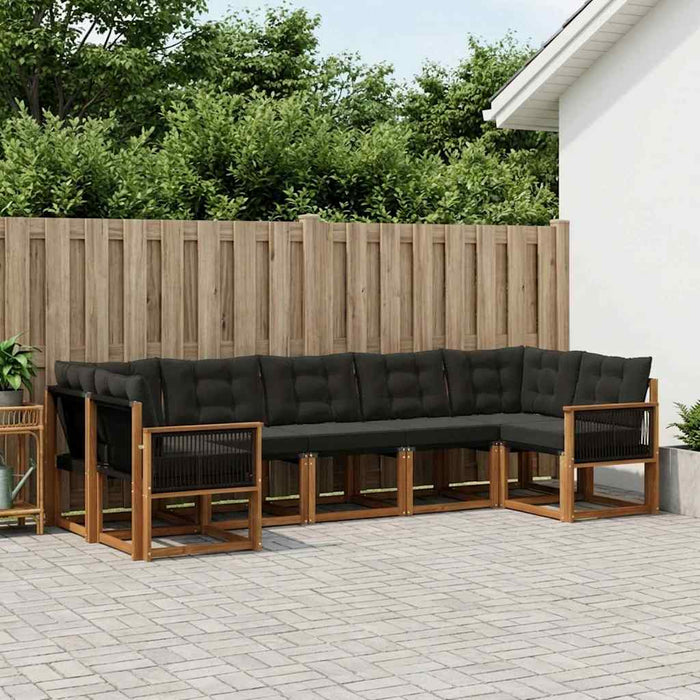 Set de canapele de exterior cu pernă 7 pcs Natural și Negru WALTI
