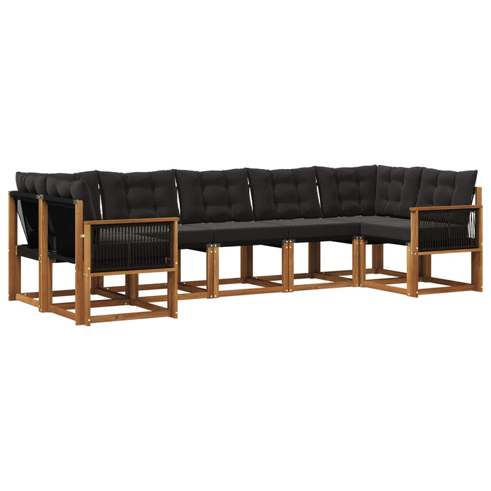 Set de canapele de exterior cu pernă 7 pcs Natural și Negru WALTI