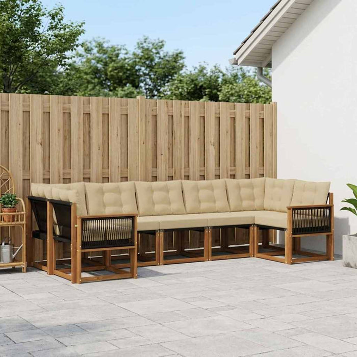 Set de canapele de exterior cu pernă 7 pcs Natural și Bej WALTI