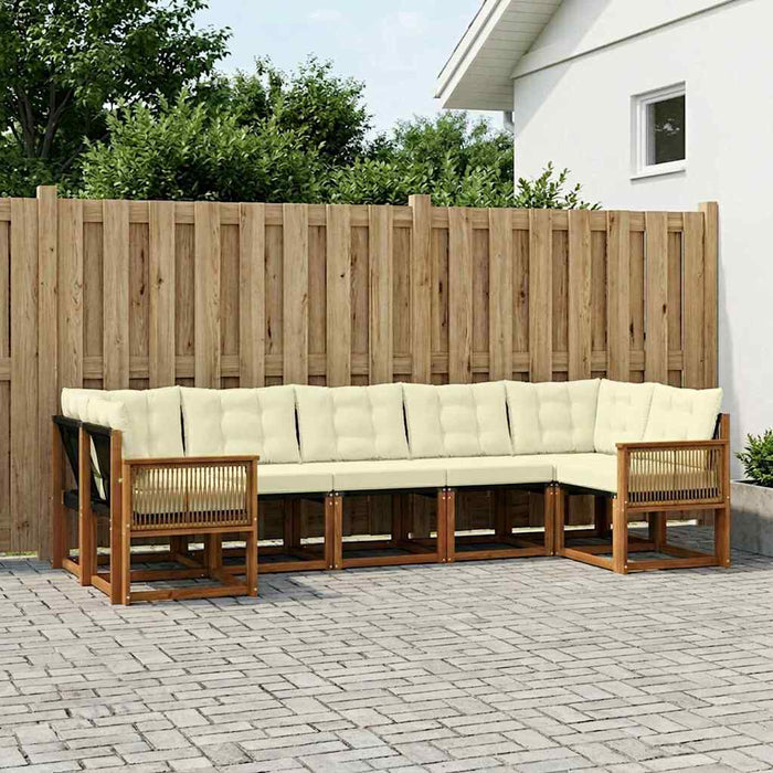 Set de canapele de exterior 7 pcs Natural și Crem WALTI