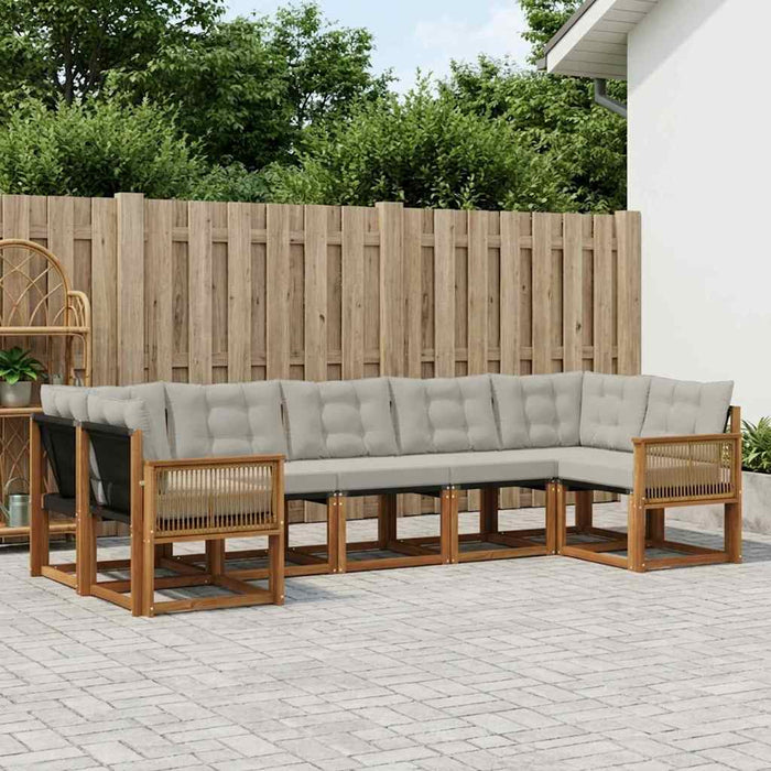 Set de canapele de exterior 7 pcs Natural și gri deschis WALTI