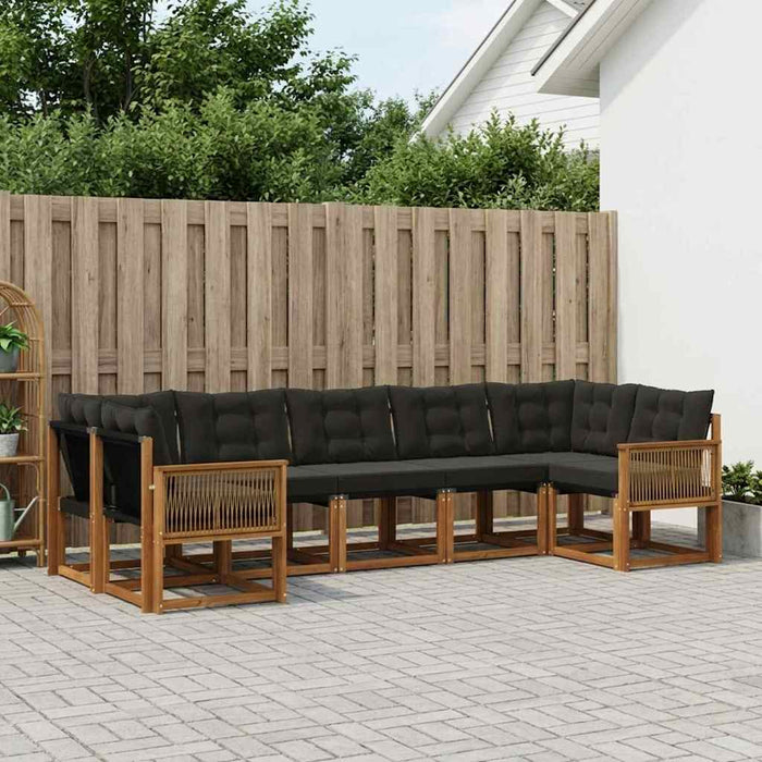Set de canapele de exterior 7 pcs Natural și Negru WALTI