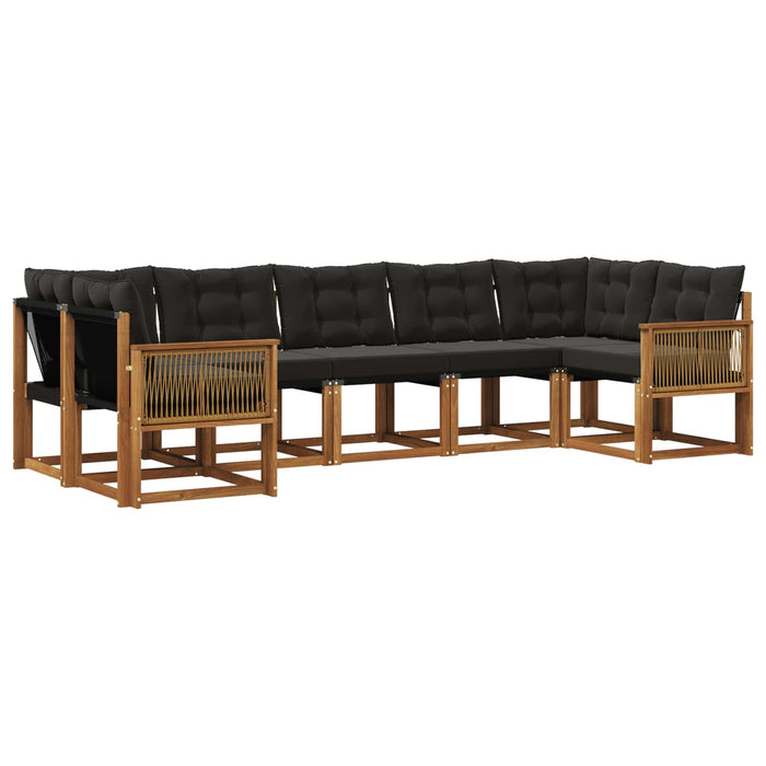 Set de canapele de exterior 7 pcs Natural și Negru WALTI