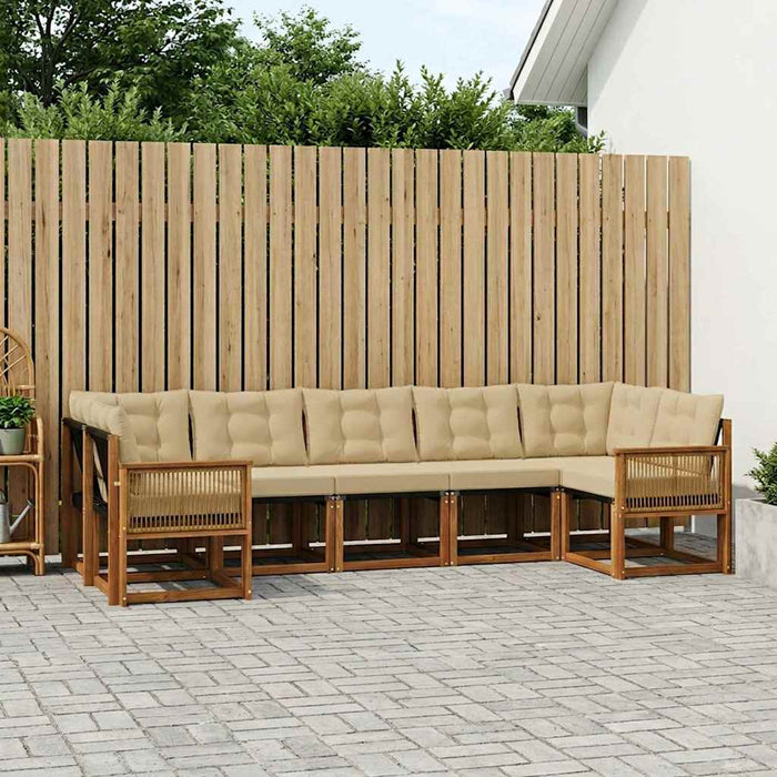 Set de canapele de exterior 7 pcs Natural și Bej WALTI