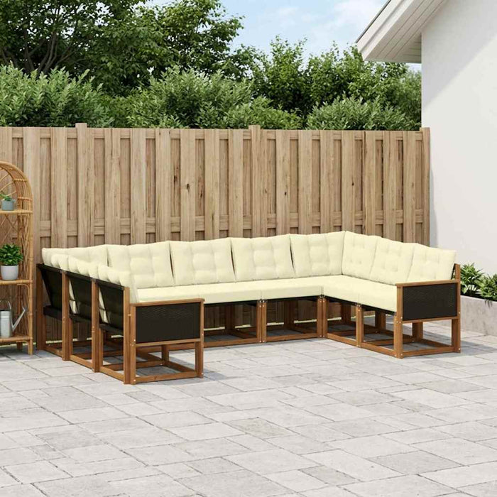 Set de canapele de exterior cu pernă 9 pcs Natural și Crem WALTI