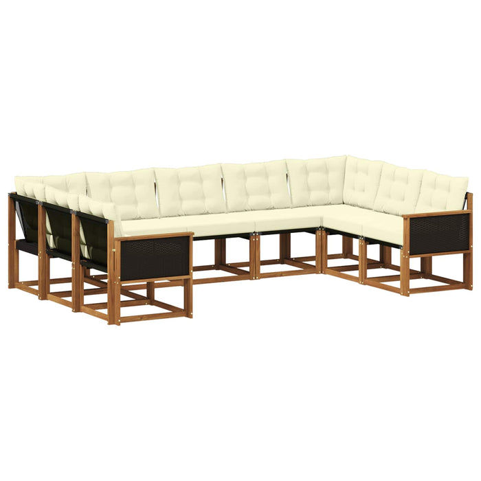 Set de canapele de exterior cu pernă 9 pcs Natural și Crem WALTI
