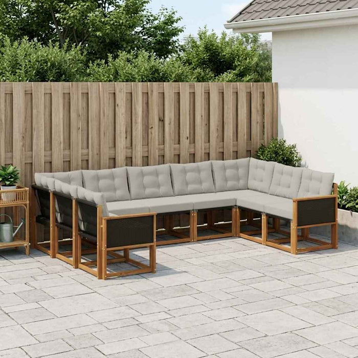 Set de canapele de exterior 9 pcs Natural și Gri deschis WALTI