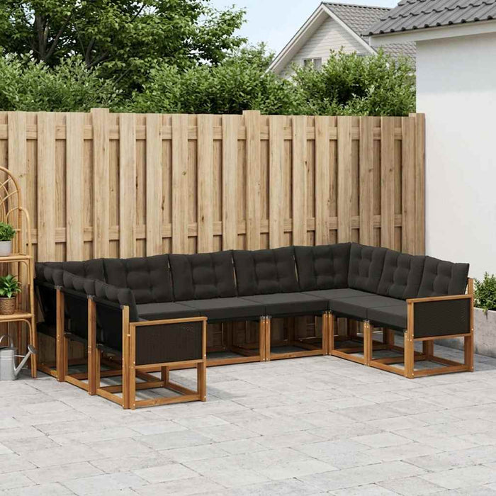Set de canapele de exterior cu pernă 9 pcs Natural și Negru WALTI