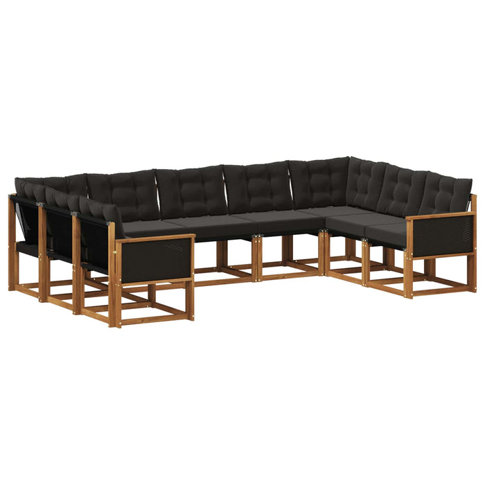 Set de canapele de exterior cu pernă 9 pcs Natural și Negru WALTI